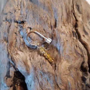 Gold Citrine Belly Ring Dangle